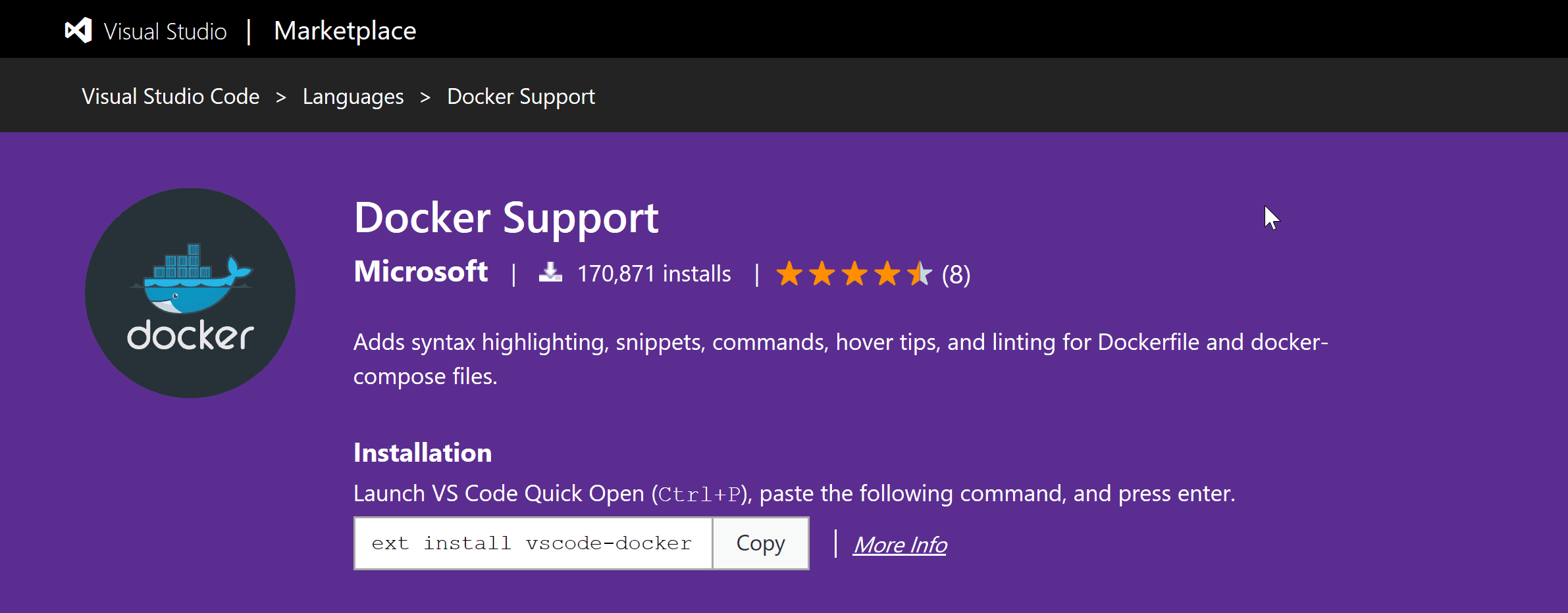 https://marketplace.visualstudio.com/items?itemName=PeterJausovec.vscode-docker